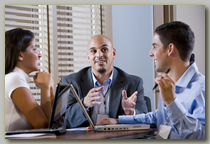 Co-workers exchanging ideas