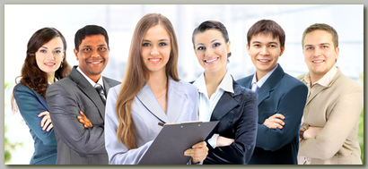 Young business people smiling together